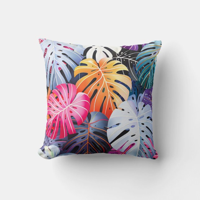 Almofada Folhas de Monstera Tropical de Verão (Frente)
