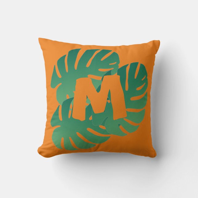 Almofada Folhas de Monstera Verde Tropical (Frente)