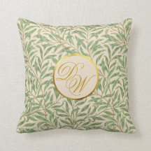 Folhas de Morris Verde Folhagem Monograma Folhas D