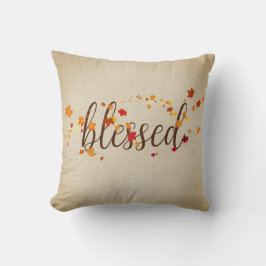 Almofada Folhas de outono abençoadas em Burlap