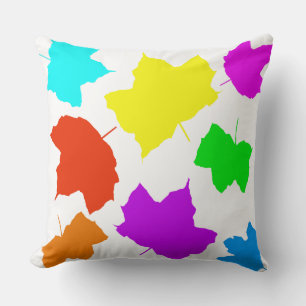 Almofada Folhas de Outono Arco-íris Multicolor Branco Cor P