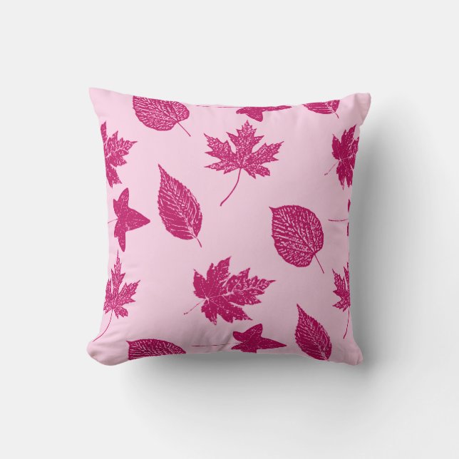 Almofada Folhas de outono - borboleta e rosa-casca (Frente)