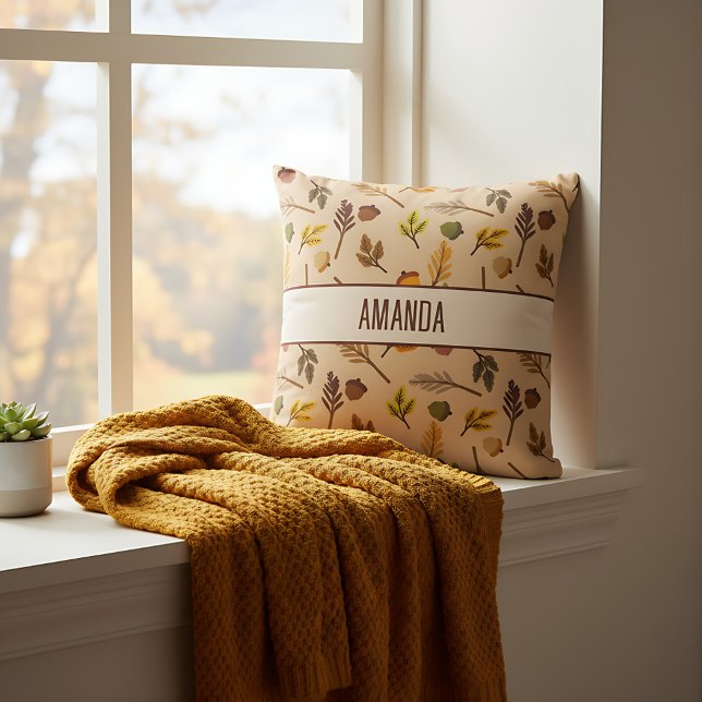 Almofada Folhas de Outono de Fazenda Simples Personalizadas (Autumn pillow-soft farmhouse decor)