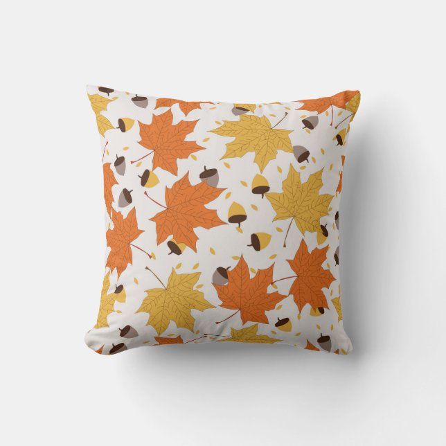 Almofada Folhas de outono, design de colheita sem costura. (Frente)