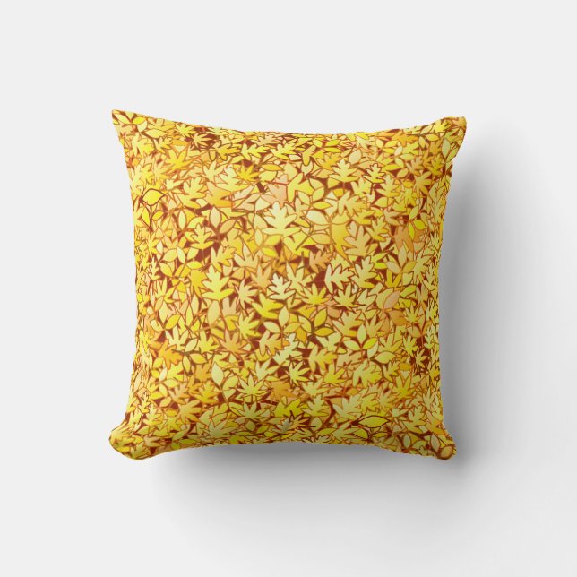 Almofada Folhas de outono, ouro amarela (Frente)