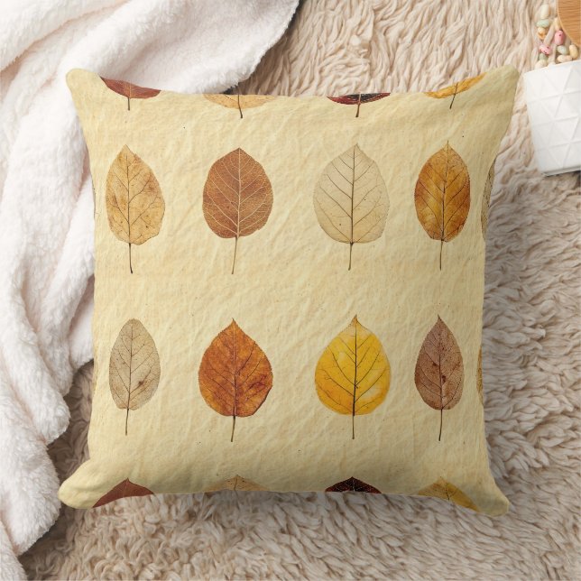 Almofada Folhas de Outono Pressionadas Vintage Dourado Marr (Cobertor)