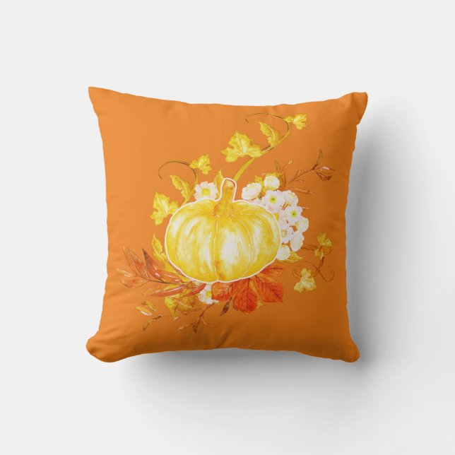 Almofada Folhas de outono, Pumpkin e Floral (Frente)