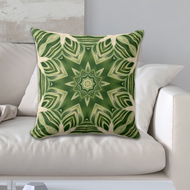 Almofada folhas de palma botânica tropical abstrato verde (greenery abstract botanical tropical palm leaves throw pillow)