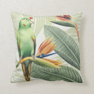 Almofada Folhas de Palma com Pássaro Verde