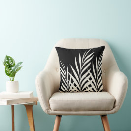 Almofada Folhas De Palma De Chic De Boho Preto E Branco