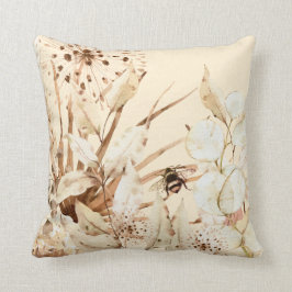 Almofada Folhas de Palma Secas Castanhosas de Creme de Aqua