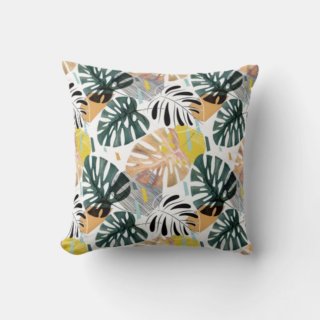Almofada Folhas de palma tropical: elementos decorativos. (Frente)