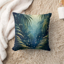 Folhas de palmeira pintadas com luar e vagalumes