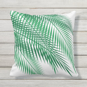 Almofada Folhas de palmeira tropicais no branco - exterior