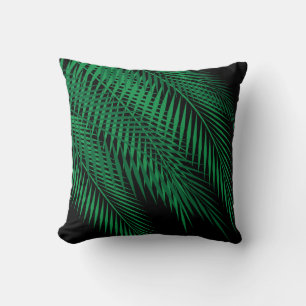 Almofada Folhas de palmeira tropicais no céu escuro