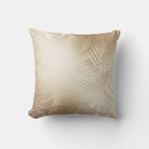 Almofada Folhas de Palmeira Tropical Botânica Brilho Dourad