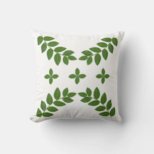 Almofada Folhas de Planta Verde Elegante em Branco