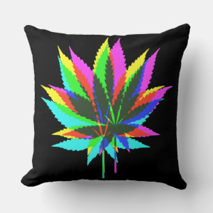 Almofada Folhas de plantas selvagens - cor neon + suas idei