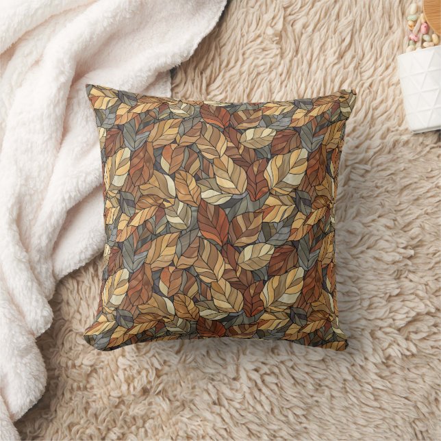 Almofada Folhas de Vidro Estampadas Elegantes - Outono Russ (Cobertor)