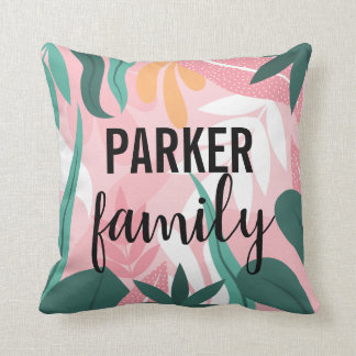 Almofada Folhas Exóticas Desenhadas Mão em Segundo Plano