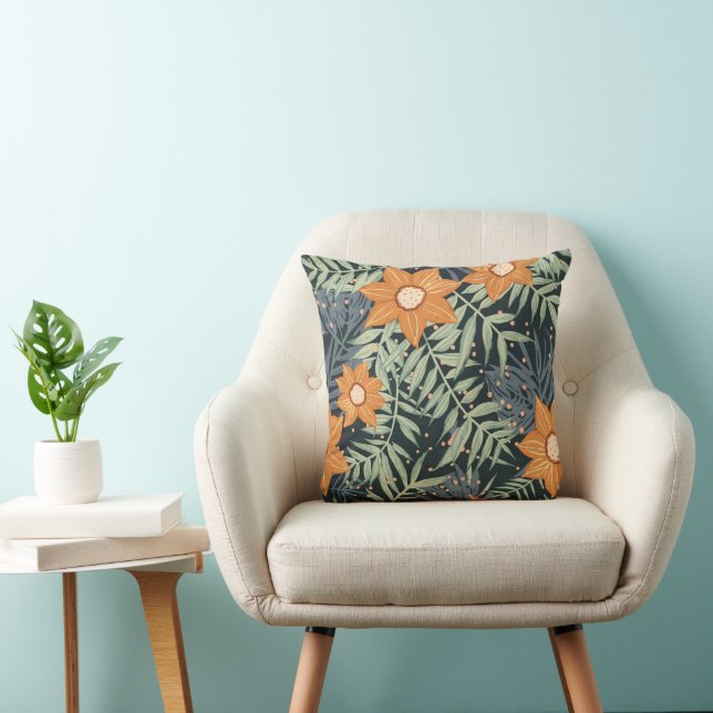 Almofada Folhas Florais Tropicais Personalizadas (Cadeira)