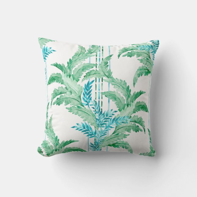 Almofada Folhas Legal de cor azul e verde (Frente)