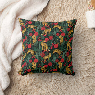 Almofada Folhas-leopardo e Travesseiro decorativo-Rosa