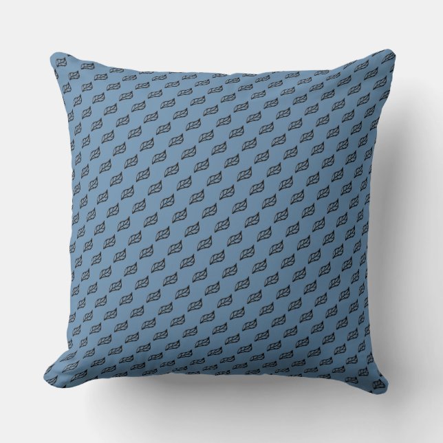Almofada Folhas pretas em azul (Frente)
