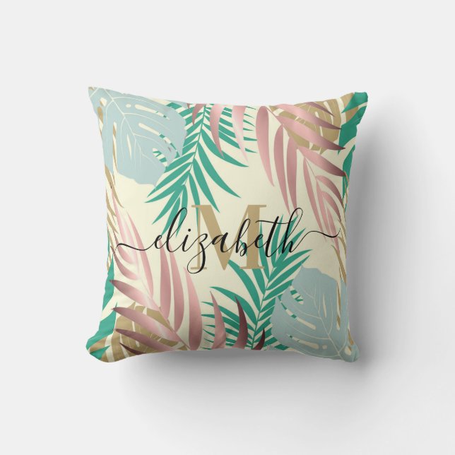 Almofada Folhas tropicais bonitas (Frente)
