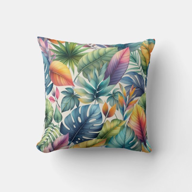 Almofada Folhas tropicais bonito (Frente)