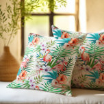 Almofada Folhas Tropicais de Flamingo de Paraíso<br><div class="desc">Flamingo Indoor/Travesseiro decorativo Exterior</div>