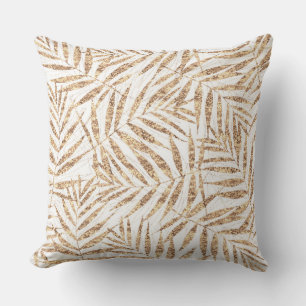 Almofada Folhas tropicais de palma Elegante ouro design