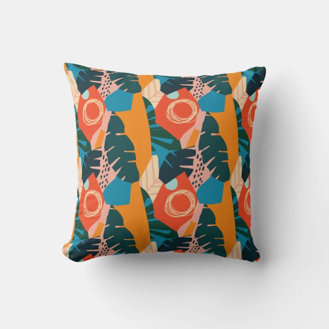 Almofada Folhas tropicais de Verão de abstrato Orange (Frente)