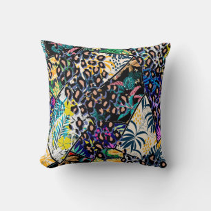 Almofada Folhas tropicais e folhas com padrão inverso