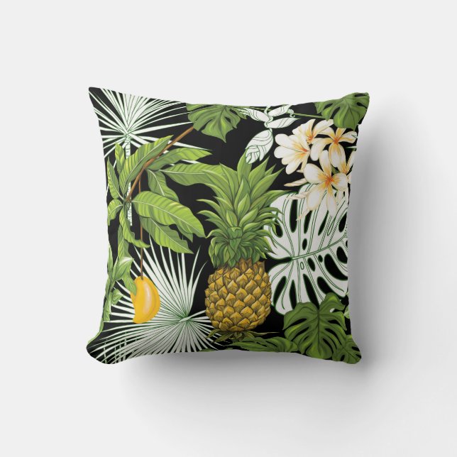 Almofada Folhas tropicais e frutas, sem costura (Frente)