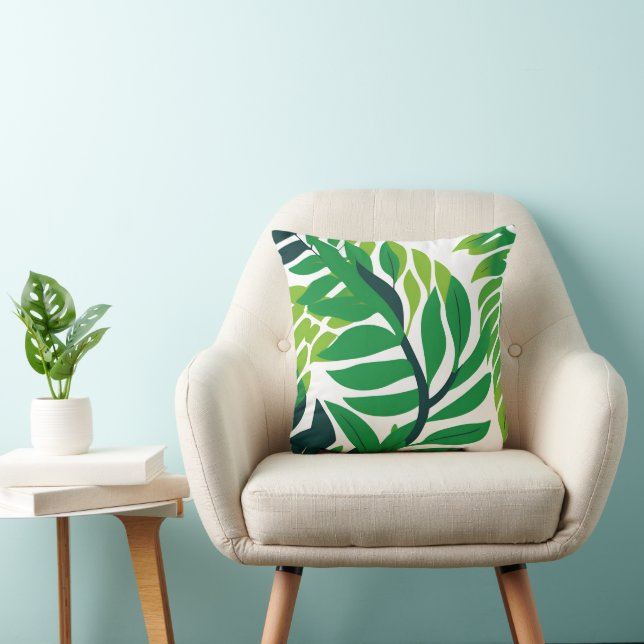 Almofada Folhas tropicais e plantas (Cadeira)