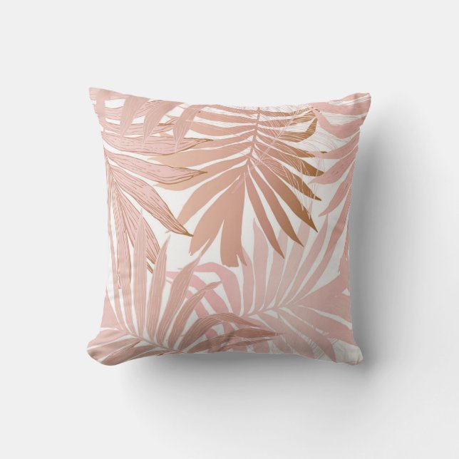 Almofada Folhas tropicais: padrão de gradiente brilhante. (Frente)