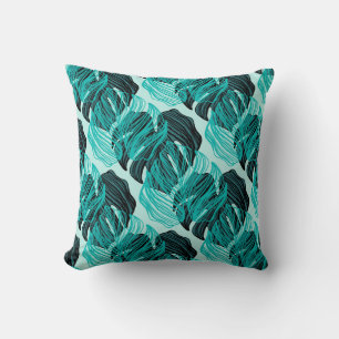 Almofada Folhas tropicais verdes de palma design.