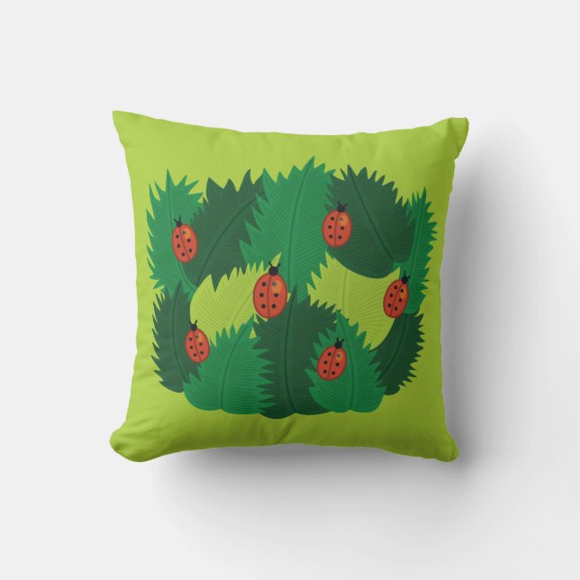 Almofada Folhas Verdes E Damibugs Na Primavera (Frente)