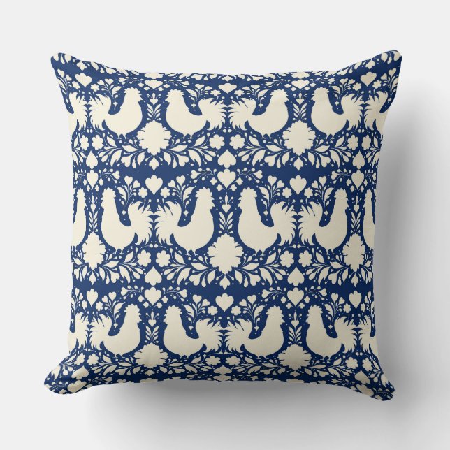 Almofada Folk art chicken floral pillow (Frente)