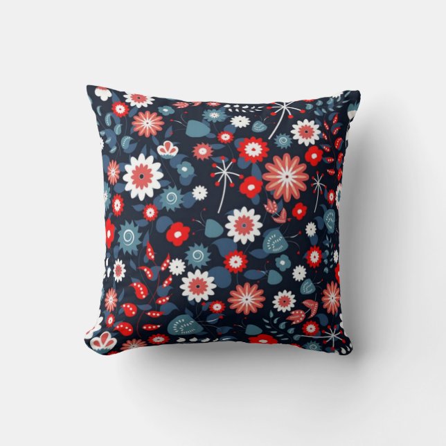 Almofada Folk floral cultural flower artwork (Frente)