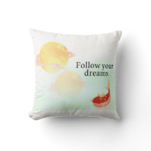 Follow Your Dreams" Koi Fish Pillow | Inspirationa
