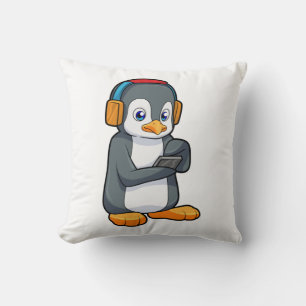 Almofada Fone de ouvido para música pinguim