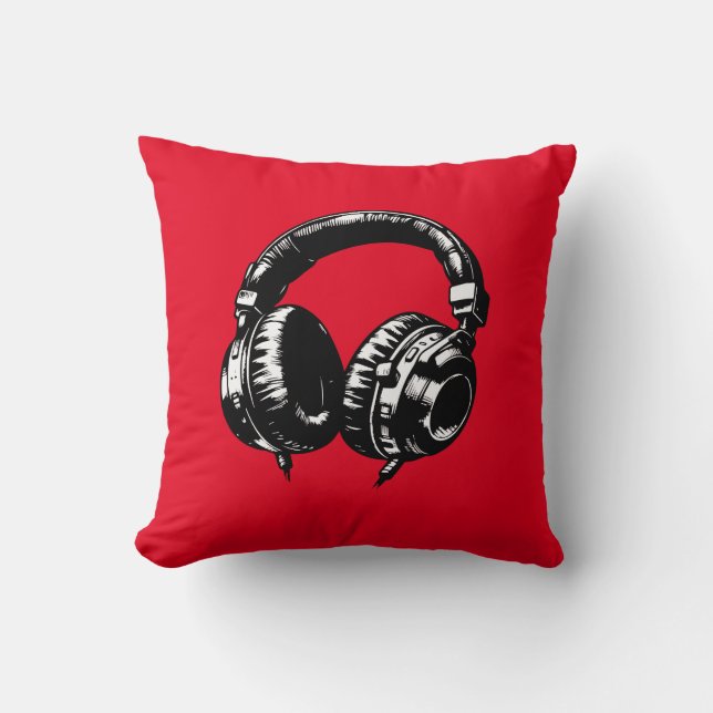Almofada Fones de ouvido de música Black DJ  (Frente)
