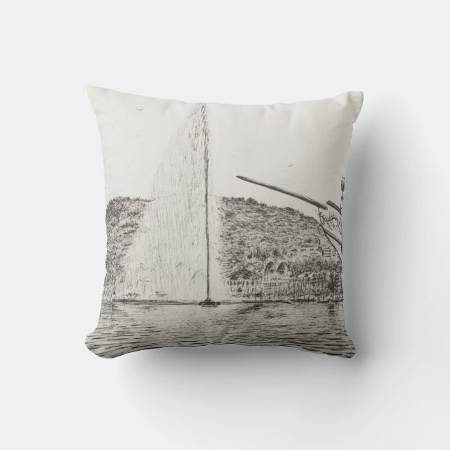 Almofada Fonte de Genebra e arco do barco de prazer 2011 (Frente)