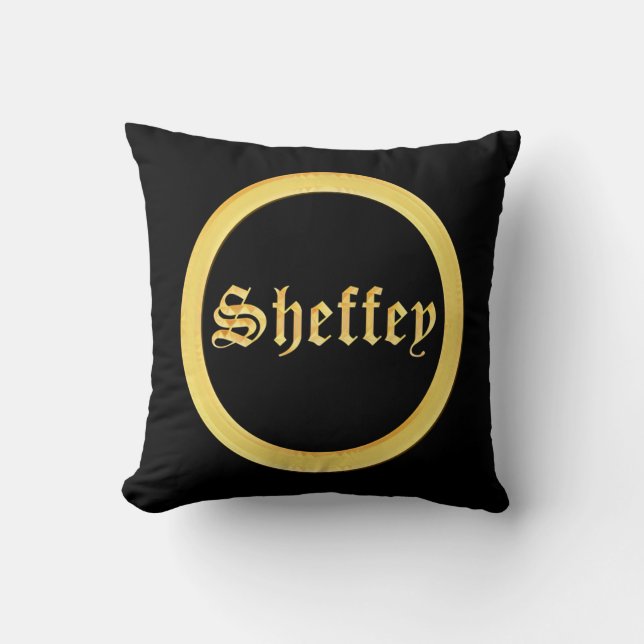 Almofada Fontes de Sheffey - Preto e Dourado (Frente)