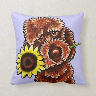 Almofada Fora-Trela ensolarada Art™ de Labradoodle do