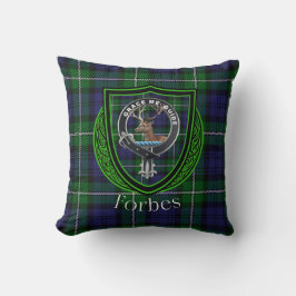 Almofada Forbes Scottish Clan Tartan & Crest