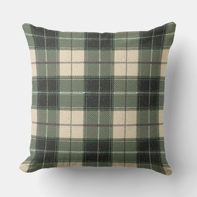 Almofada Forest Green Tartan Snowflake Throw Pillow | Cozy (Frente)