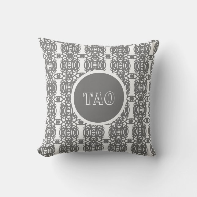 Almofada Forma Geométrica Abstrata Cinza e Branco Elegante (Frente)
